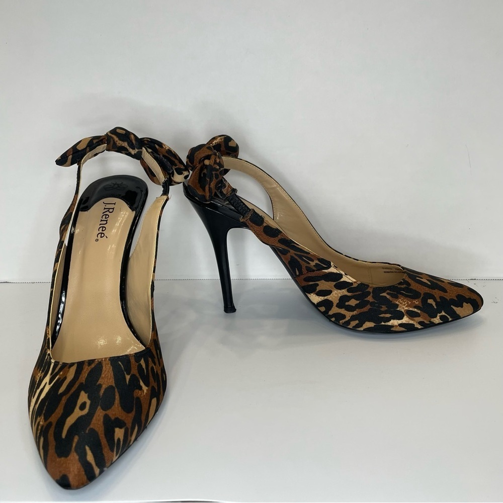 J.Renee Leopard Print Heels Salsa size 10. Bow sling-back. 4”heel. NWOT shoes
